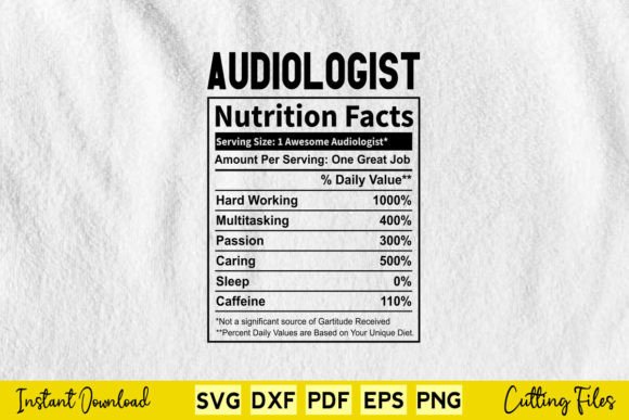 Funny Audiologist Nutrition Facts Svg Graphics for Crafts