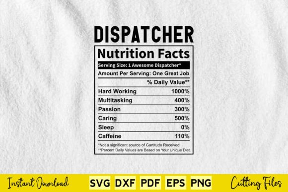 Funny Dispatcher Nutrition Facts Svg
