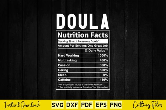 Funny Doula Nutrition Facts Svg Graphics for Crafts