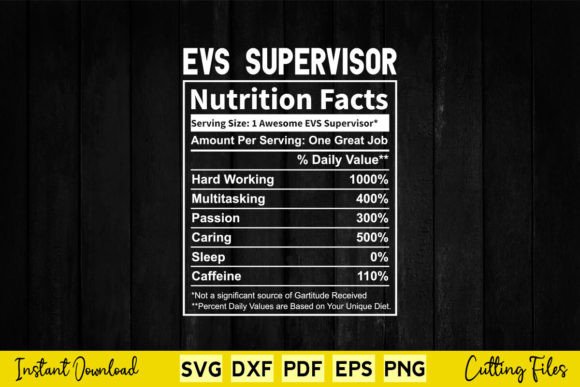 Funny Evs Supervisor Nutrition Facts Svg Graphics for Crafts