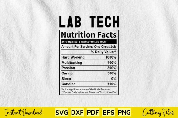 Funny Lab Tech Nutrition Facts Svg Graphics for Crafts