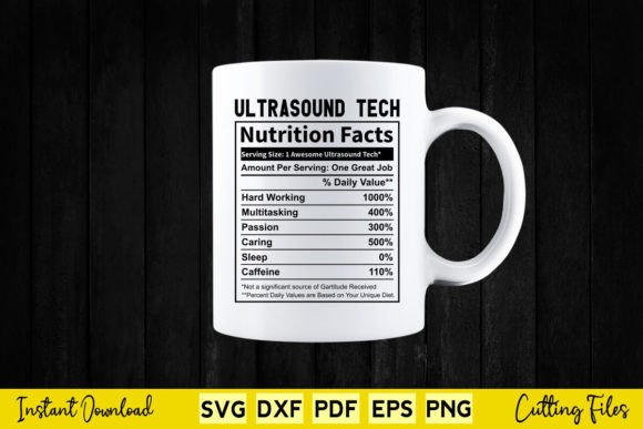 Funny Ultrasound Tech Nutrition Facts Graphics